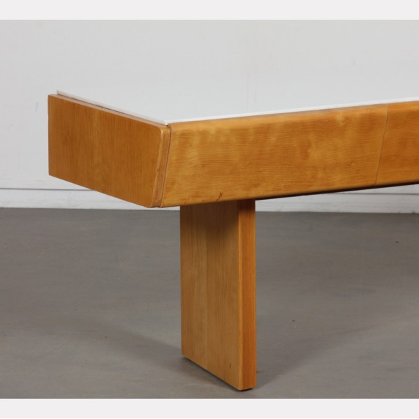 Vintage wood and opaline low console, 1960s - Eastern Europe design