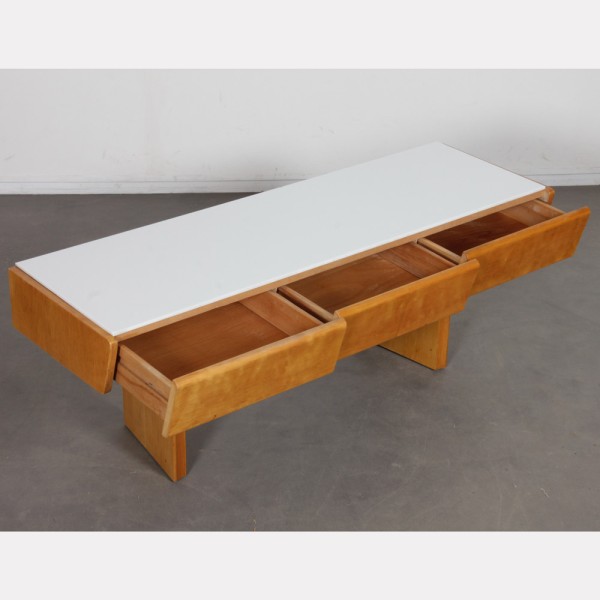 Vintage wood and opaline low console, 1960s - Eastern Europe design