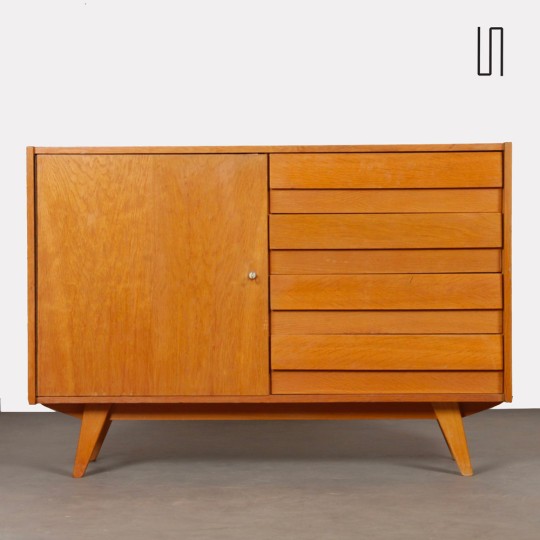 Vintage oak storage unit by Jiri Jiroutek, model U-458, 1960s - Eastern Europe design