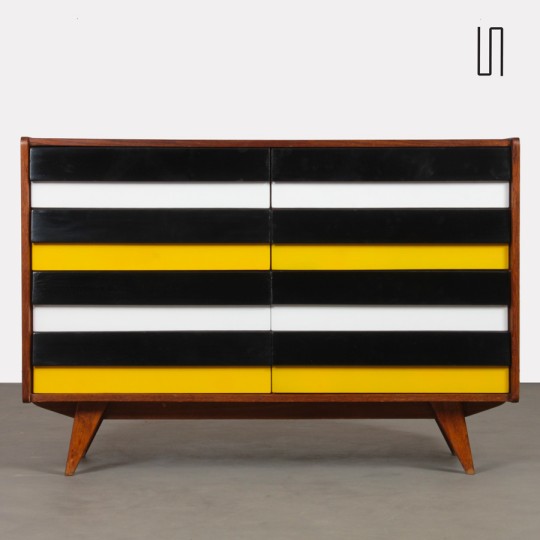 Yellow and black chest of drawers, model U-453, by Jiri Jiroutek, 1960s