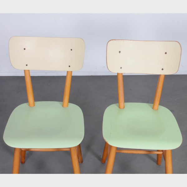 Suite of 4 vintage wooden chairs, edited by Ton, 1960s - Eastern Europe design
