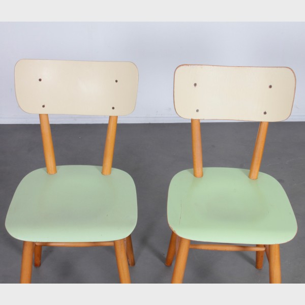 Suite of 4 vintage wooden chairs, edited by Ton, 1960s - Eastern Europe design