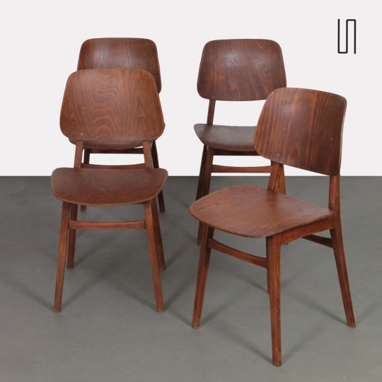 Suite of 4 chairs produced by Ton, 1960 - Eastern Europe design