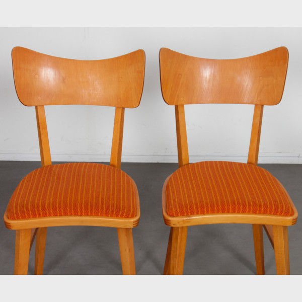 Suite de 4 chaises produites par Ton, 1960 - Design d'Europe de l'Est