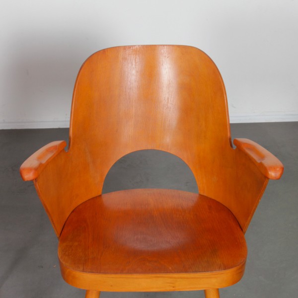 Set of 3 wooden armchairs by Lubomir Hofmann for Ton, 1960s - 