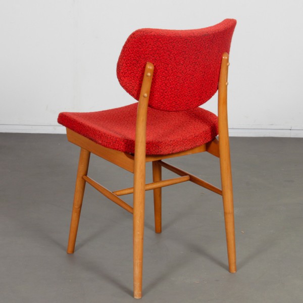 Lot de 4 chaises vintage en bois et en tissu, 1960 - Design d'Europe de l'Est