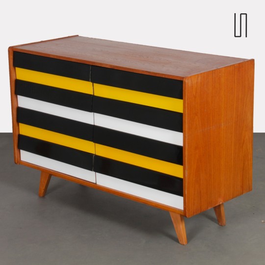 Yellow and black chest of drawers, model U-453, by Jiri Jiroutek, 1960s