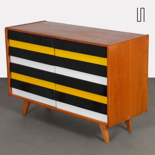 Yellow and black chest of drawers, model U-453, by Jiri Jiroutek, 1960s - Eastern Europe design