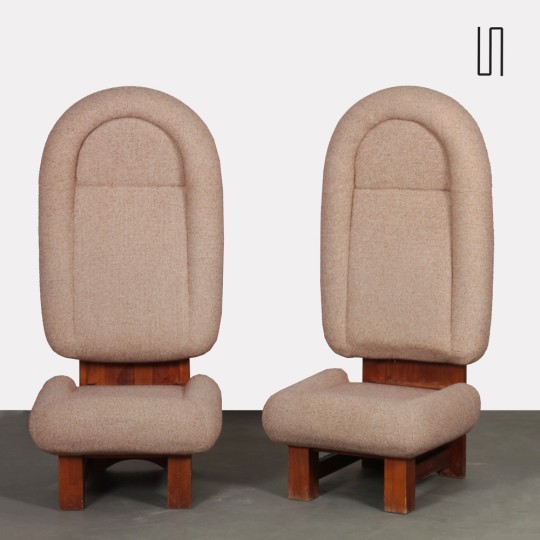 Paire de fauteuils hauts des années 1970 - 