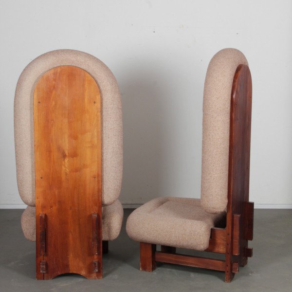 Paire de fauteuils hauts des années 1970 - 