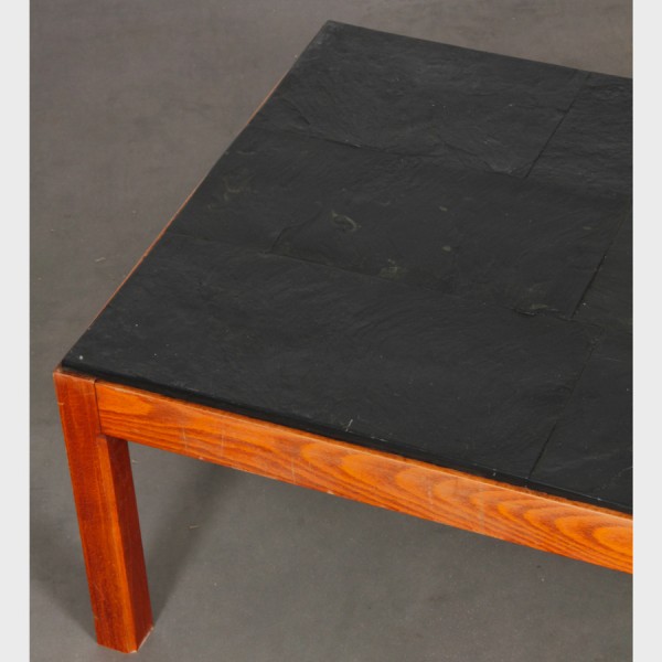 Vintage wood and slate coffee table, 1970 - 