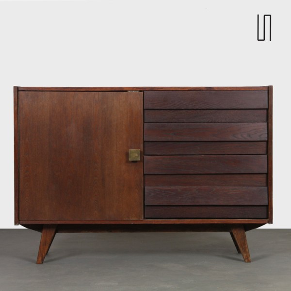 Vintage stained oak chest of drawers model U-458 by Jiri Jiroutek, 1960s - Eastern Europe design