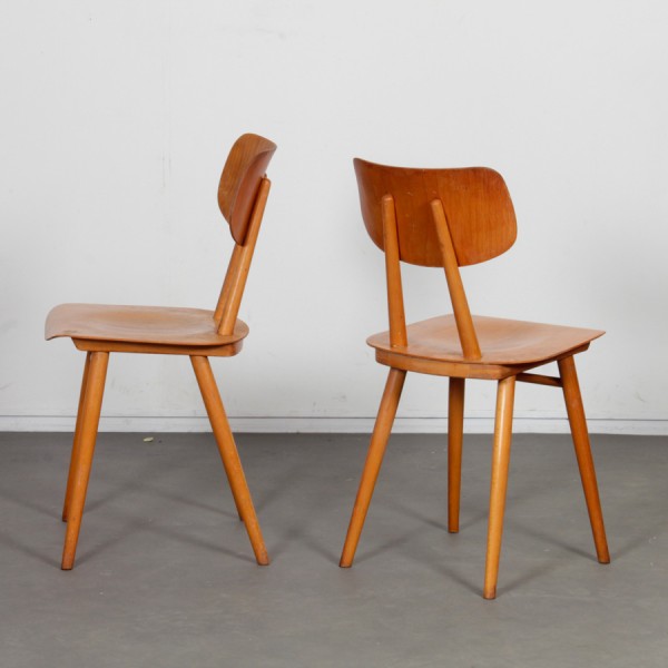 Pair of 2 wooden chairs produced by Ton, 1960s - Eastern Europe design