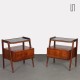 Pair of nightstands in wood and glass, published by Jitona, 1960s - Eastern Europe design