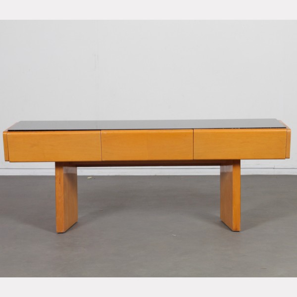 Vintage wood and opaline low console, 1960s - Eastern Europe design