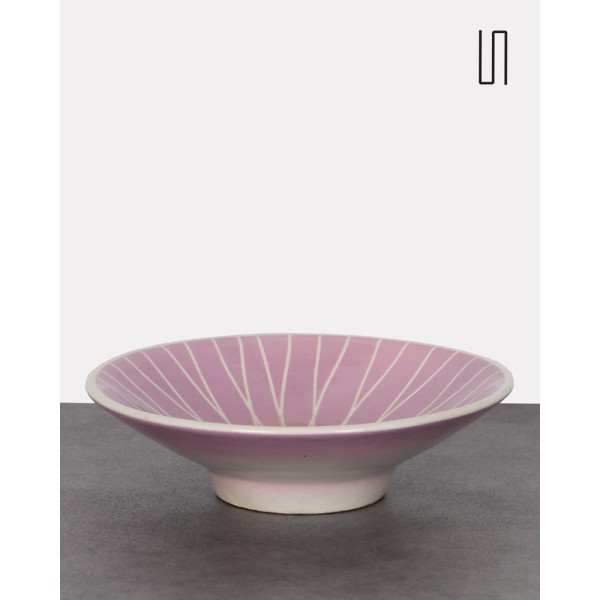 Pink ceramic bowl with geometric patterns, 1960 - Eastern Europe design