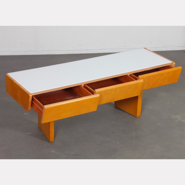 Vintage wood and opaline low console, 1960s - Eastern Europe design