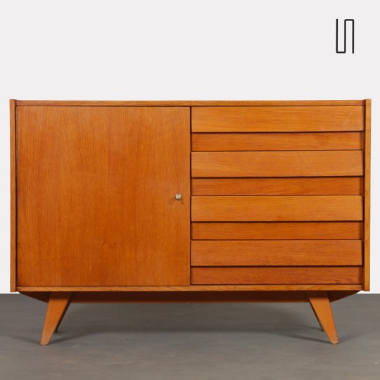 Vintage oak storage unit by Jiri Jiroutek, model U-458, 1960s - Eastern Europe design