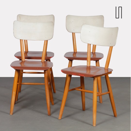 Suite de 4 chaises produites par Ton, 1960 - Design d'Europe de l'Est