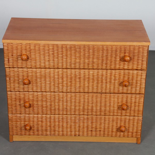 1970s vintage wicker chest of drawers - 