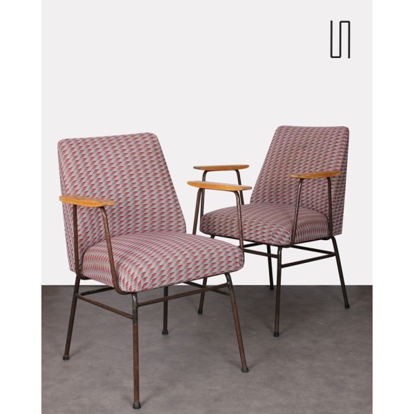 Paire de fauteuils en métal, design polonais vintage, 1960 - Design d'Europe de l'Est