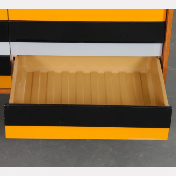 Yellow and black chest of drawers, model U-453, by Jiri Jiroutek, 1960s - Eastern Europe design