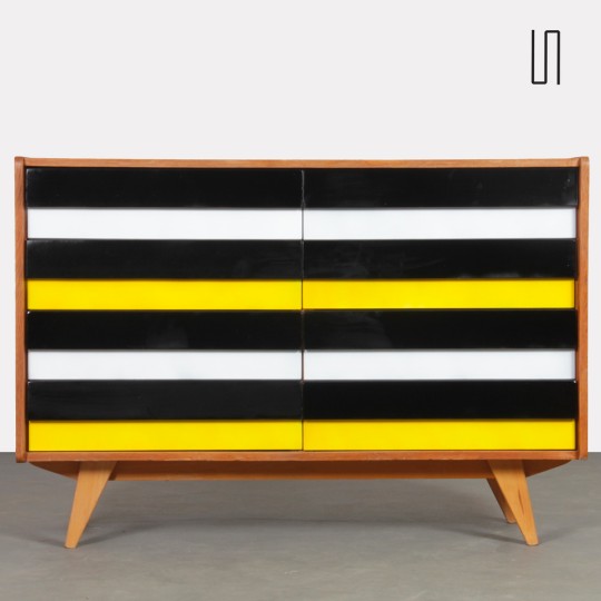 Yellow and black chest of drawers, model U-453, by Jiri Jiroutek, 1960s - Eastern Europe design