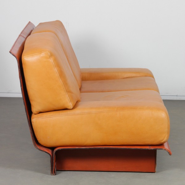 2-seater leather sofa by Gérard Guermonprez, 1970s - French design
