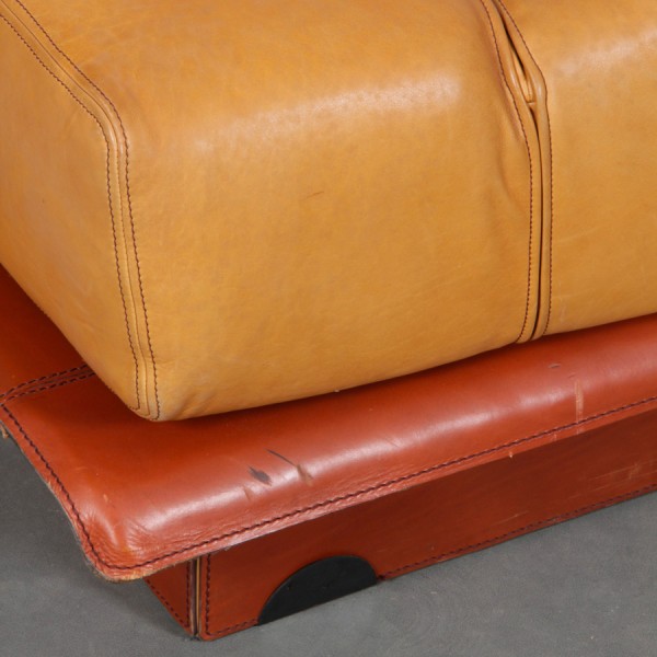 Leather armchair by Gérard Guermonprez, 1970 - French design