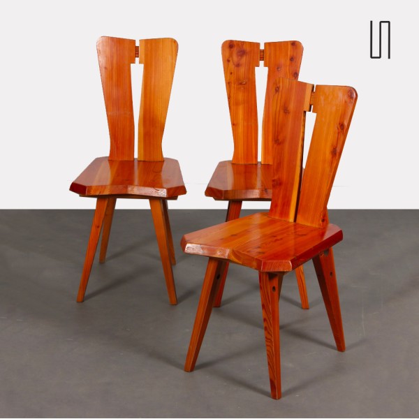 Suite of 3 chairs, Czech design, circa 1970 - 