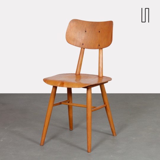 Wooden chair produced by Ton, 1960s - Eastern Europe design