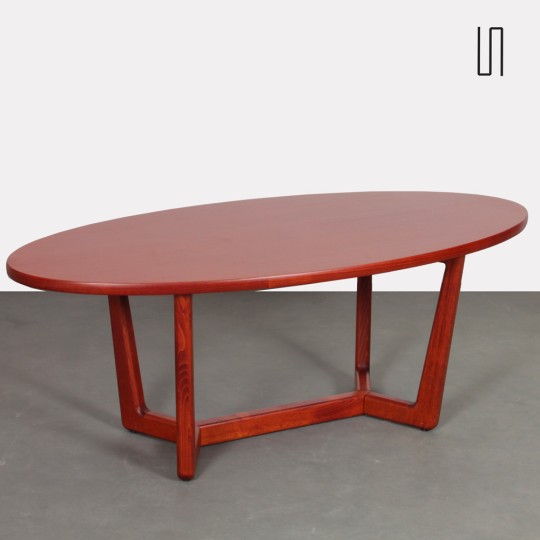 Czechoslovakian oval table Venesa for Dřevotvar, 1970s - Eastern Europe design