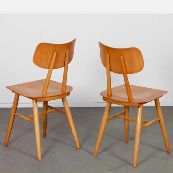 Pair of 2 wooden chairs produced by Ton, 1960s - Eastern Europe design