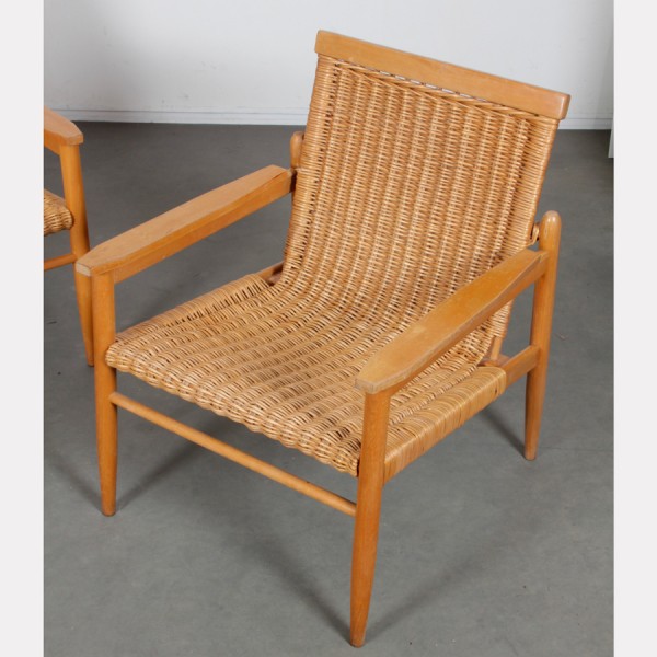 Pair of vintage wicker chairs edited by Uluv, 1960s - Eastern Europe design