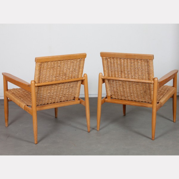 Pair of vintage wicker chairs edited by Uluv, 1960s - Eastern Europe design