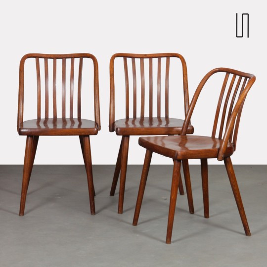 Set of 3 vintage chairs by Antonin Suman for Ton, 1960s - Eastern Europe design