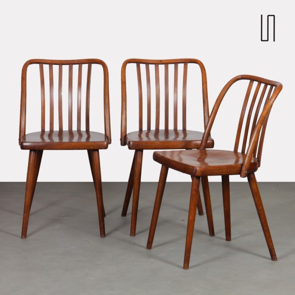 Ensemble de 3 chaises vintage par Antonin Suman pour Ton, 1960 - Design d'Europe de l'Est