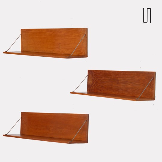 Set of 3 vintage shelves by Jiroutek for Interier Praha model U-490, 1960s