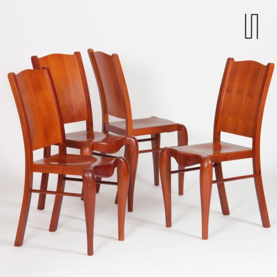 Suite of 4 chairs, Placide of the Wood model by Starck, 1989 - French design