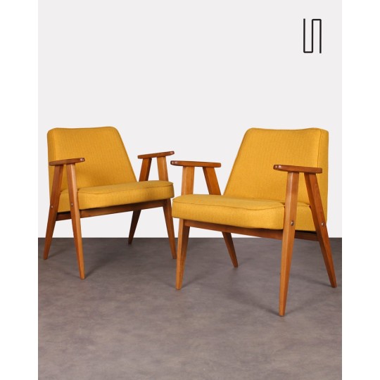 Pair of Polish armchairs, model 366, by Jozef Chierowski - Eastern Europe design