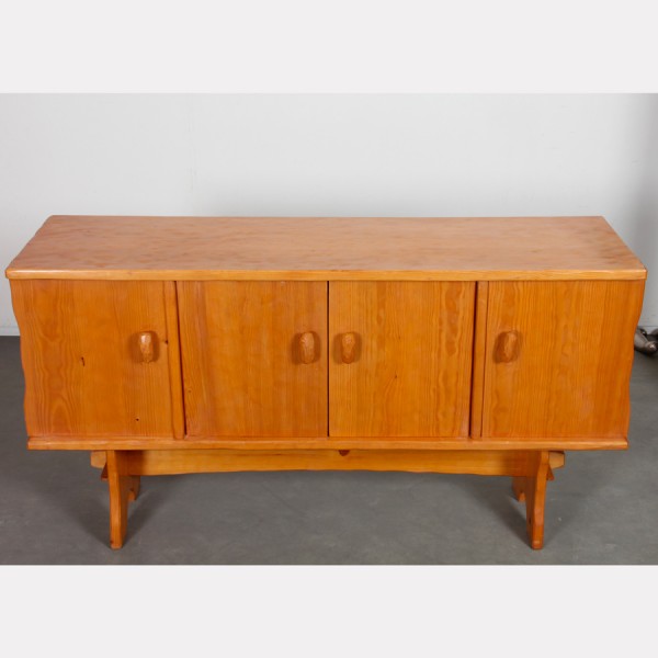 Gouge-worked pine sideboard, 1960s - 