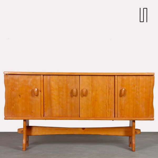 Gouge-worked pine sideboard, 1960s - 