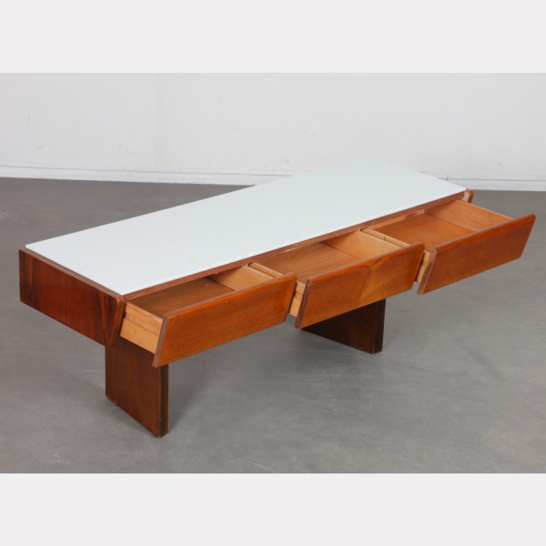Vintage wood and opaline low console, 1960s - Eastern Europe design
