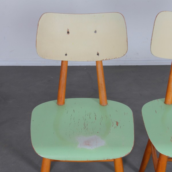 Pair of green chairs for Ton, 1960s - Eastern Europe design