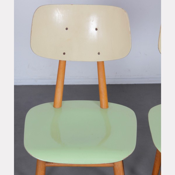 Paire de chaises vintage en bois, éditées par Ton, 1960 - Design d'Europe de l'Est