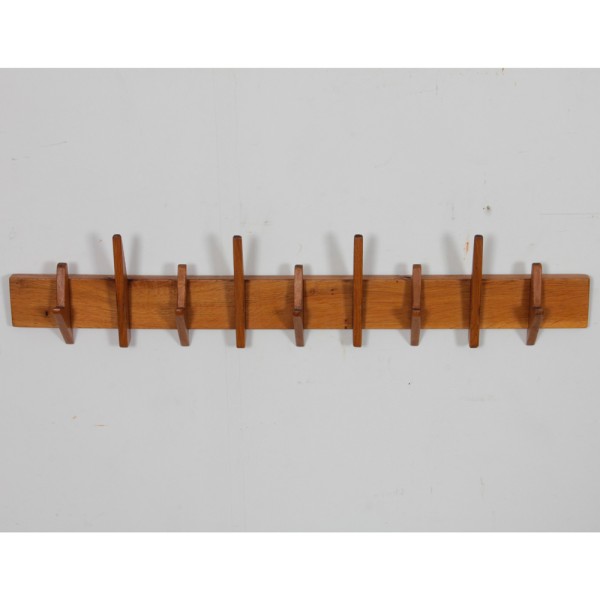 1950s oak wall coat rack - 