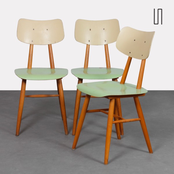 Suite de 3 chaises produites par Ton dans les années 1960 - Design d'Europe de l'Est