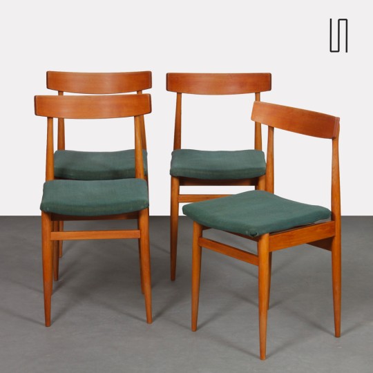 Suite de 4 chaises vintage en bois, 1960 - Design d'Europe de l'Est
