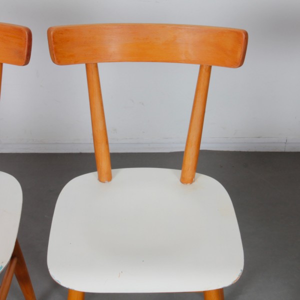 Suite of 3 vintage chairs edited by Ton, 1960s - Eastern Europe design