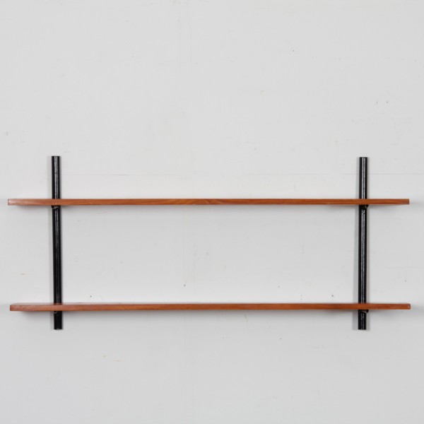 Vintage wood and metal shelf, 1960s - 